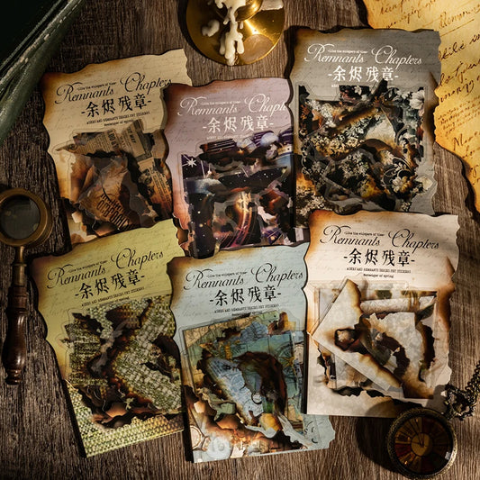 JIANQI 20 Pcs Burn marks Corner Stickers PET sticker package DIY diary decoration sticker album scrapbooking Junk Journal
