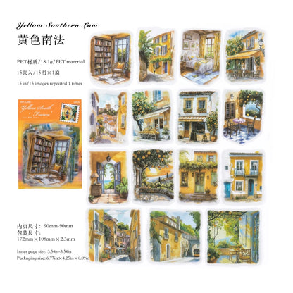 15 pcs Large size Street Walk Landscape Sticker Pack Junk Journal DIY Scrapbooking School Supplies Collage Stationery Stickers