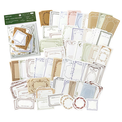 100pcs Vintage Writable Paper Frame Memo Pad Deco Material Paper Scrapbooking Collage Diary Junk Journal Plant Aesthetic Label