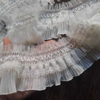 1 Yard Embroidery Elastic Lace Clothing Lace Fabric Lace Layer Materials Vintage Dress Lace Accessories 7.5CM