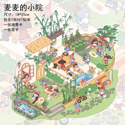 Cartoon Multi Scene Sticker Collection DIY Sticker Pocket Cabin Scene Stacking Pasting Christmas Birthday Gift for Kid Child