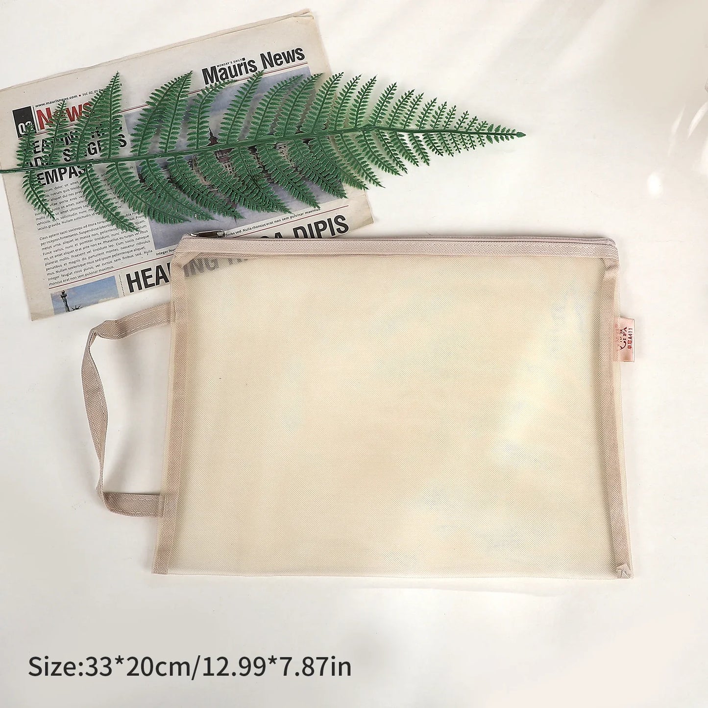 JIANWU Morandi Color Translucent Test Paper Storage Bag Mesh Pencil Case Creative Journal Material Student Supplies Stationery