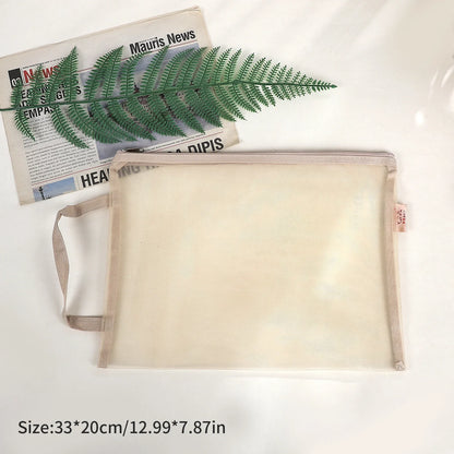 JIANWU Morandi Color Translucent Test Paper Storage Bag Mesh Pencil Case Creative Journal Material Student Supplies Stationery
