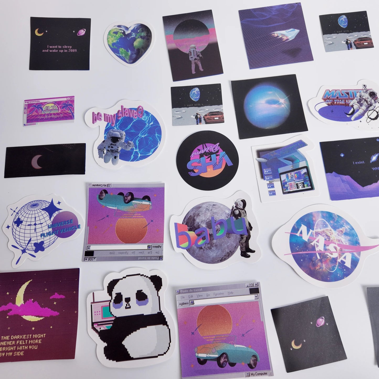 JIANQI 40pcs Ins Astronaut Planet Stickers Earth Cool Decals for Laptop Phone Scrapbooking Journal DIY Sticker Decorative Label