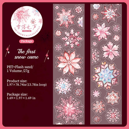 JIANQI50mm*2m PET Tapes Die cut snowflakes DIY Scrapbooking Decor Photo Album Collage Junk Journal Materials Aesthetics Stickers