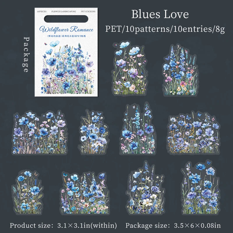 JIANQI 10 Pcs Plant Flower Landscape Stickers PET Transparent Decorative Collage Junk Journal DIY Scrapbooking Supplies
