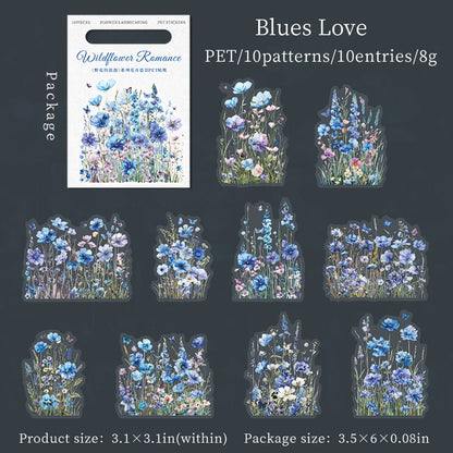 JIANQI 10 Pcs Plant Flower Landscape Stickers PET Transparent Decorative Collage Junk Journal DIY Scrapbooking Supplies