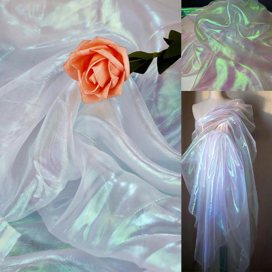 1Yard Colorful Mermaid Chiffon Fabric Back Pendant DIY Clothing Accessories Decoration Party 150CM Wide