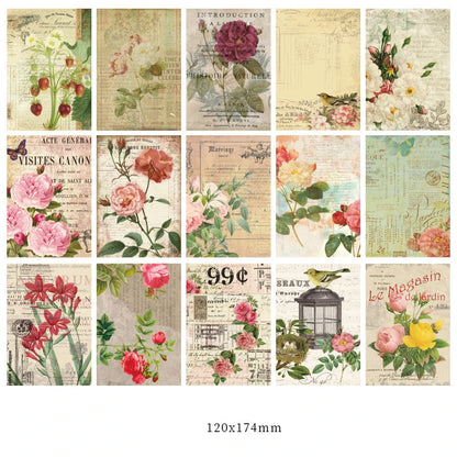 JIANQI 30pcs/pack Retro Material Paper Kit for DIY Scrapbooking Supplies Bullet Journaling Collage Junk Journal Material Paper