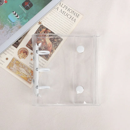 JIANWU Double Buckle A8Mini 3-hole Transparent Loose Leaf Material Storage Notebook Creative Journal Student Supplies Stationery