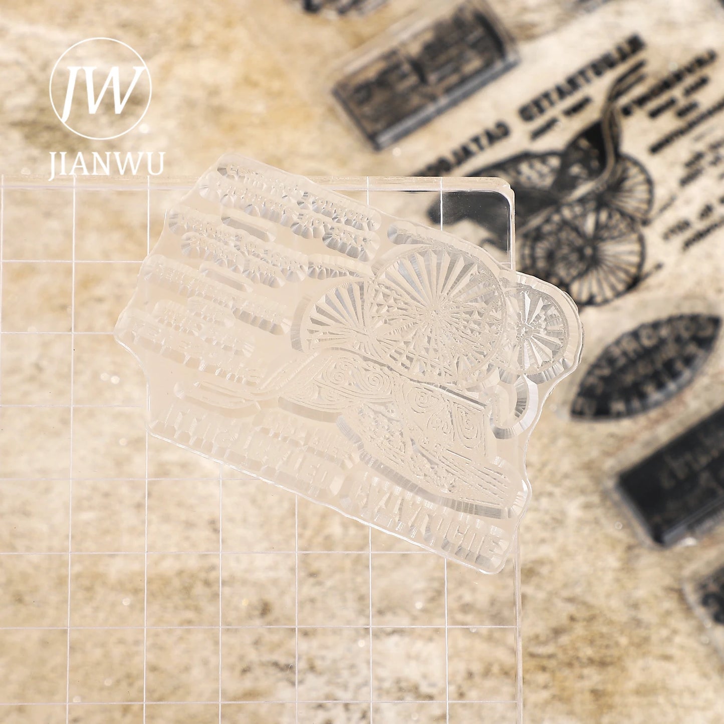 JIANWU Vintage Door Window Hot Air Balloon Material Collage Landscape Transparent Silicone Stamp Creative DIY Journal Stationery
