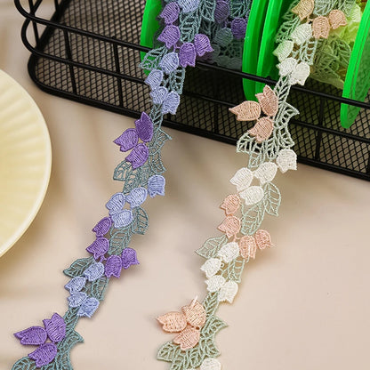 1 Yard Flowers Embroidery Water Soluble Lace Ribbon Applique Dress Headveil DIY Sewing Supplies 4CM Wide