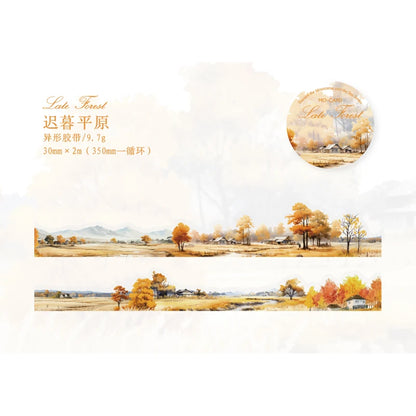 JIANQI 30mm*2m To The Mountains and Sea Series Vintage Landscape Collage Material PET Tape Creative DIY Journal Stationery