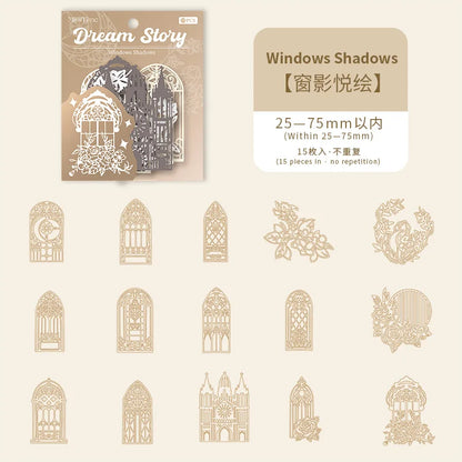 JIANQI 15 pcs Diy Scrapbooking paper Lace Decoration paper Hollow Card Collage material lomo cards DIY hand made craft paper