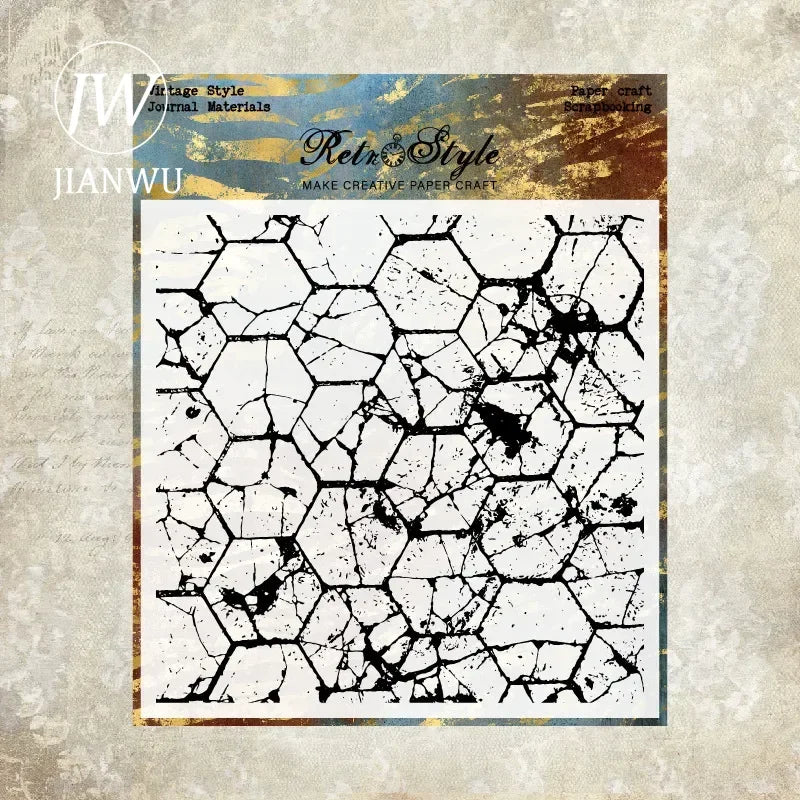 JIANWU Vintage Geometric Patterns Material Collage Transparent Silicone Stamp Creative DIY Journal Student Supplies Stationery