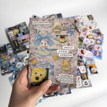 20 sheets Kawaii Japanese Showa style die-cutting sticker book Diary Planner Junk Journal Decor Scrapbooking DIY Craft Sticker
