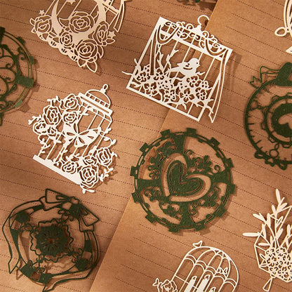 JIANQI 15 pcs Diy Scrapbooking paper Lace Decoration paper Hollow Card Collage material lomo cards DIY hand made craft paper