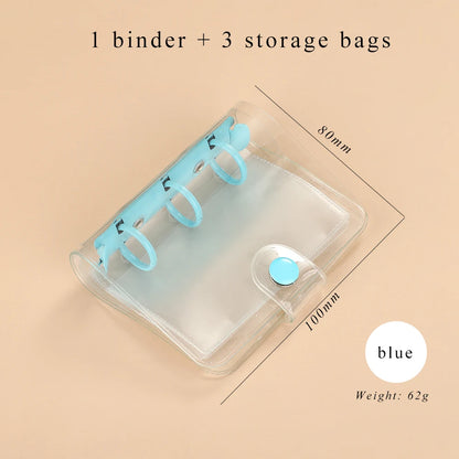 JIANWU Cute Mini 3 Ring Loose-leaf Book Transparent Portable Student Journal Binder Notebook Kawaii Stationery School Supplies