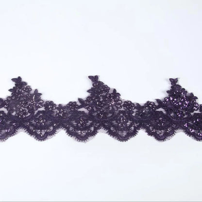 1Yard Sequins Eyelash Car Bone Lace White Lace Fabric Wedding Dress Accessories 14CM Wide