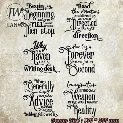 JIANWU Vintage Character English Text Material Collage Transparent Silicone Stamp Creative Journal Student Supplies Stationery