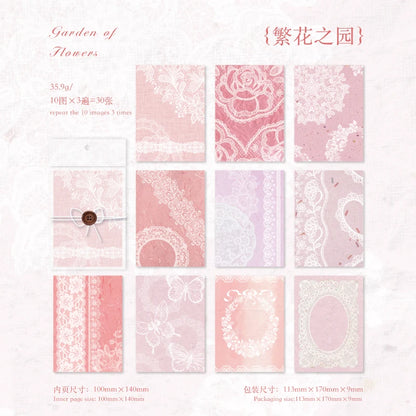 JIANQI 30pcs Vintage Material paper Lace paper Scrapbook Materials DIY Photo Album Collage Journal Creative Stationery supplies
