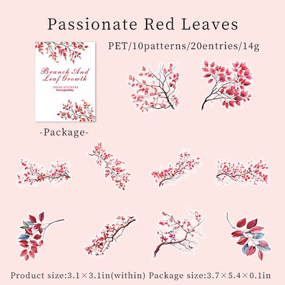 20 sheet Flowers Plant Stickers aesthetic Stick Labels Decorative Diary Album Scrapbooking material Junk Journal Supplies