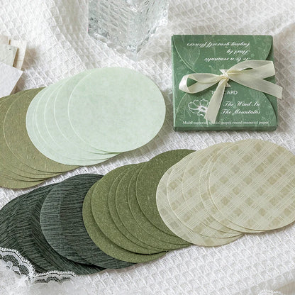 JIANQI 30pcs/lot Memo Pads Material Paper Solid Color Round Junk Journal Scrapbooking Cards Retro Background Decoration Paper