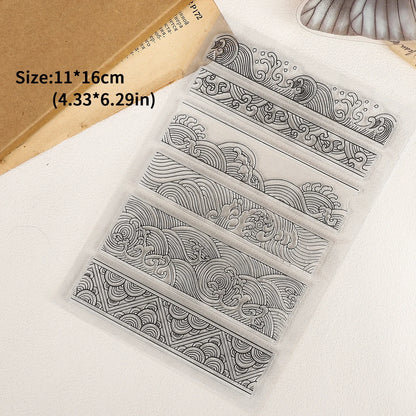 JIANWU Vintage Wave Lace Pattern Landscape Material Collage Silicone Stamp Creative DIY Journal Student Supplies Stationery
