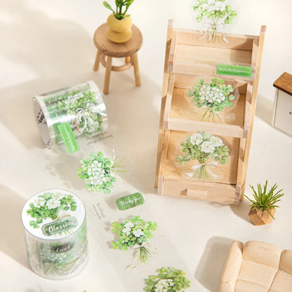 1 roll Flowers in full bloom PET Decorate Adhesive Tape Retro Plant Masking Washi Tape Scrapbooking Stickers Label Stationery