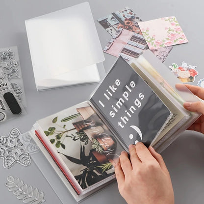 40-Page Classic A6 Photo Storage Album - Zippered Binder Pockets for Scrapbooking, Transparent Protector Sheets for Photo Cards
