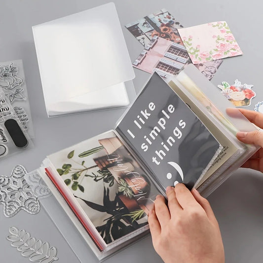 40-Page Classic A6 Photo Storage Album - Zippered Binder Pockets for Scrapbooking, Transparent Protector Sheets for Photo Cards