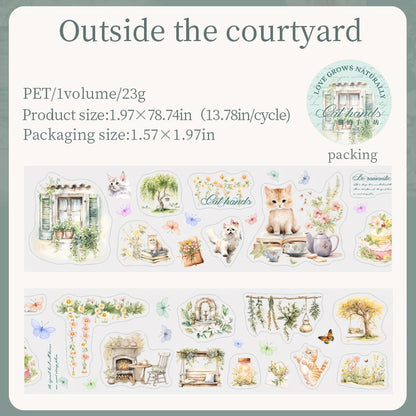 JIANQI 50mm*2m PET Tapes Cute Cat DIY Scrapbooking Decor Photo Album Collage Junk Journal Materials Aesthetics Tapes