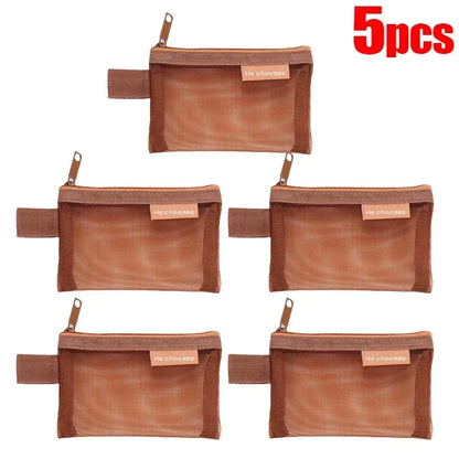 Mini Square Mesh Storage Bag Portable Money Earphone Data Cable Chargers Bag ID Credit Card Holder Zipper Pouch Travel Organizer