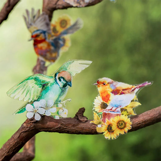 JIANQI 50mm*2m Kawaii Flowers and birds PET tape Decorative Labels Masking tape hand made junk journal supplies