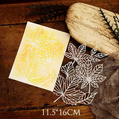 JIANWU Vintage Hollow Plant Flower Material Carved Plastic Plate Stencils Creative DIY Junk Journal Student Supplies Stationery