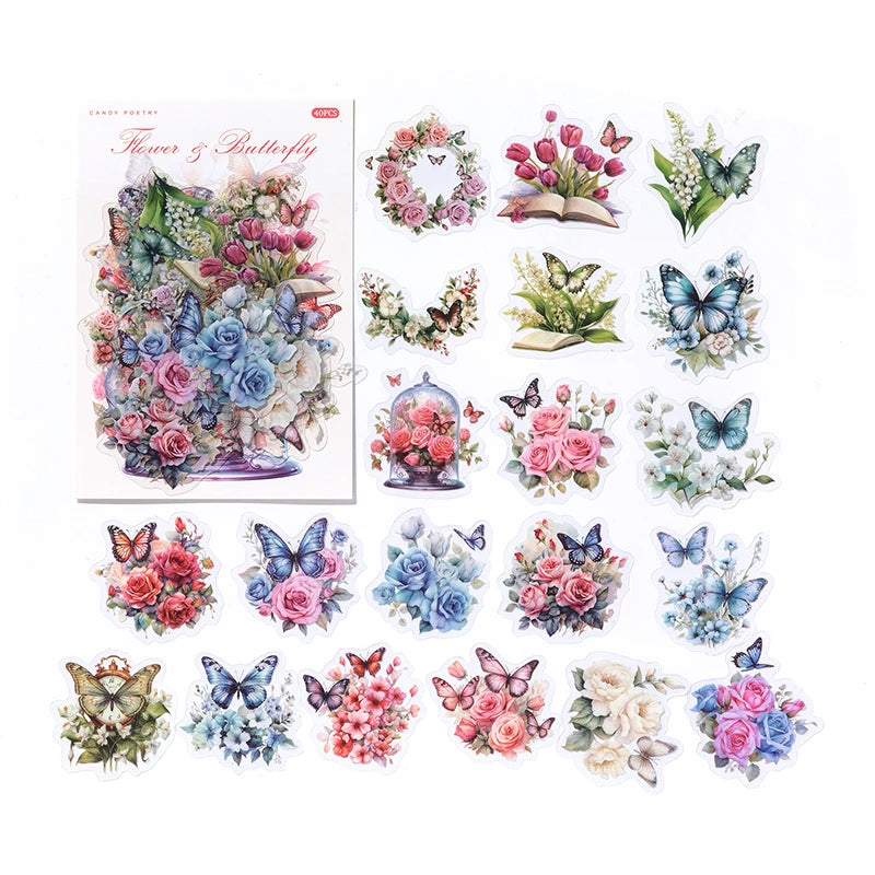 JIANQI 40 pcs Cute Style Cats animals Stickers aesthetic Decorative Diary Album Stationery Stick Labels Junk Journal Supplies