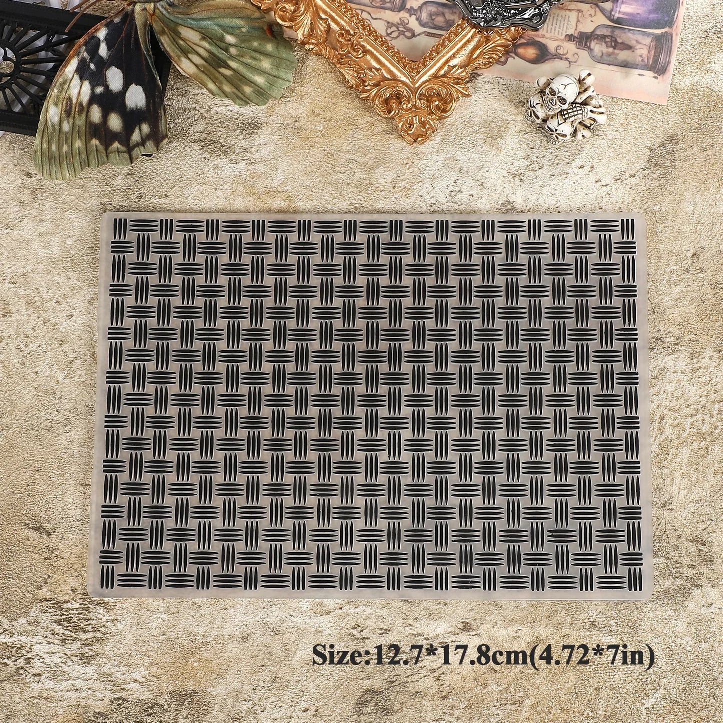 JIANWU Vintage Lace Flower Border Landscape material collage Plastic Embossed Concave Convex Plate Creative  Journal Stationery