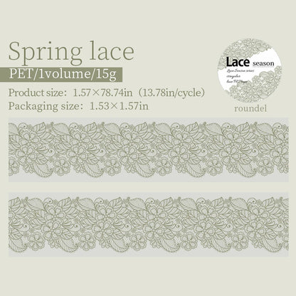 JIANQI 4cm*2m Flowers Lace PET Tapes DIY Scrapbooking Collage Stattionery Junk Journal School Supplies Decor Aesthetics Tapes