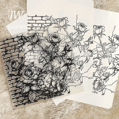 JIANWU Vintage Sunflower Plant Butterfly Landscape Material Collage Transparent Silicone Stamp Creative DIY Journal Stationery