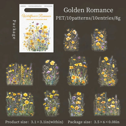 JIANQI 10 Pcs Plant Flower Landscape Stickers PET Transparent Decorative Collage Junk Journal DIY Scrapbooking Supplies