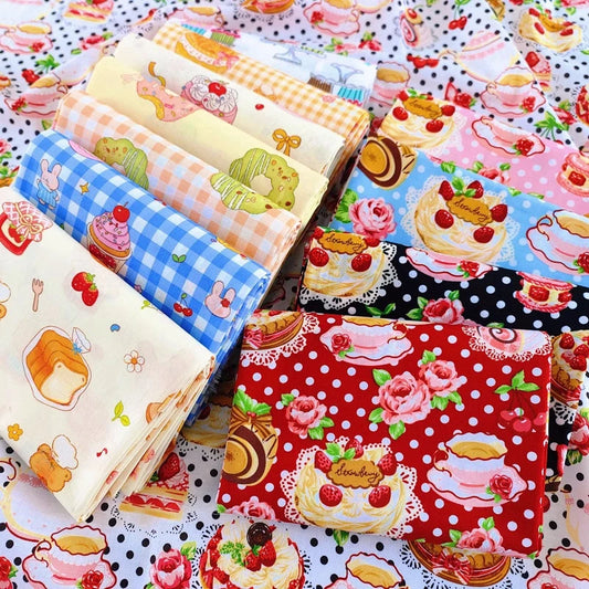 140x50cm 40s Cotton Dessert Cake Fabric Pastry Layout Background Cloth Children's ing Pajamas Dress Handmade
