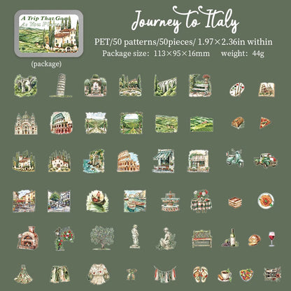JIANQI 50 pcs PET Iron box packaging Stickers Travel Theme Decorative handmade Scrapbooking Material Diary Album Craft Supplies