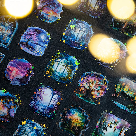 JIANQI 60mm*2m Firefly Night PET Tapes Collage Junk Journal DIY Scrapbooking School Supplies Aesthetics Decor Waterproof Tapes