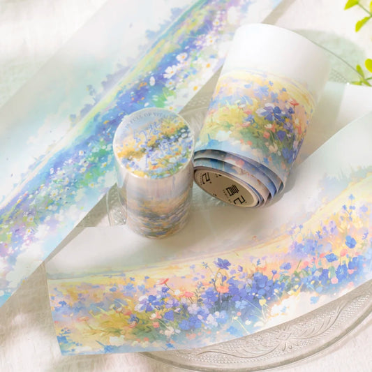 JIANQI 74mm*2m PET Tapes Spring Flower Sea DIY Scrapbooking Decor Photo Album Collage Junk Journal Materials Aesthetics Stickers