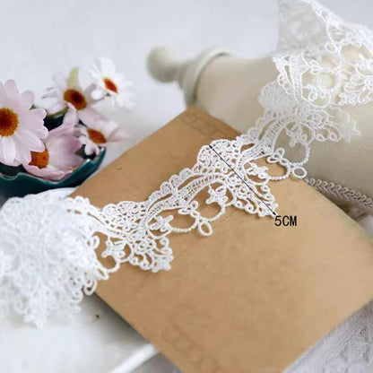 1Yard Cotton Embroidered Flowers Lace Material Ribbon DIY Collar Neckline Trim Sewing Garment Accessories 5cm Wide