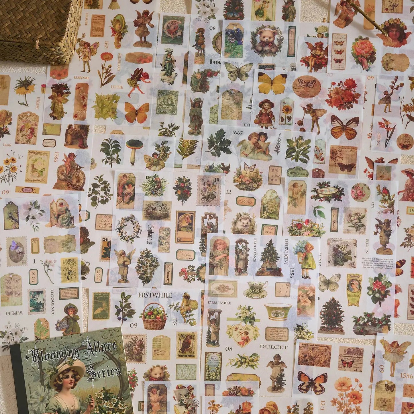JIANQI 24 PCS Die cut Stickers book Retro butterfly flower Decorative handmade Scrapbooking Material Diary Album Craft Supplies