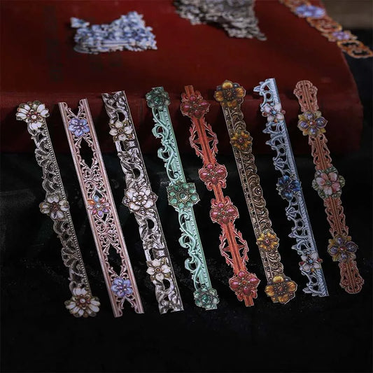 JIANQI 20pcs Strip Corner Sticker Pack baroque style Junk Journal DIY Scrapbooking School Supplies Collage Stationery Stickers