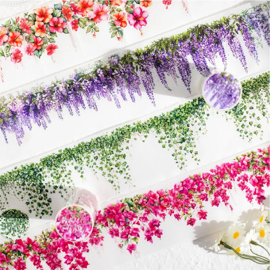 JIANQI 75mm*2m Vintage Flower Vine Tapes Stickers 1 roll Decorative collage Diary Album material Craft Scrapbooking Supplies