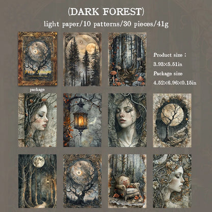 JIANQI 30 pcs Forest fantasy Series Material paper Decorative paper Diy Diary Album Scrapbooking Material Junk Journal Supplie