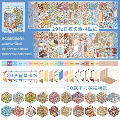 JIANQI 20in1 3D Landscape Stickers Collection Book Album Cartoon Scene DIY Toy Game Festival Birthday Gift for Kid Girl Child